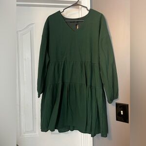 Long sleeve green babydoll dress size medium